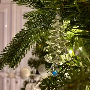 Klares Glas Kristall Perlen Weihnachtsbaum hängende Dekoration Eiszapfen Form neu.