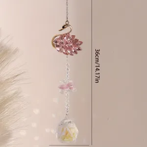 Pendentif suspendu de capteur de soleil de cygne en cristal pour décoration de maison 36cm