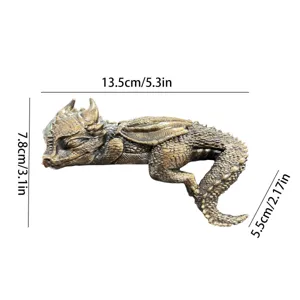 Resin sleeping dragon figurine western fantasy table desk decor bronze finish 13.5cm