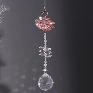 Ornement suspendu attrape-soleil cygne en cristal pour décoration de maison jardin