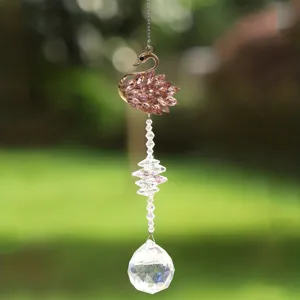 Attrape-Soleil Cygne en Cristal Pendentif Suspendu de Voiture Avec Prisme Pour Jardin Maison Extérieur Décoration de Fenêtre Cadeau