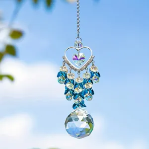 Crystal Sun Catcher Heart Prism Ball Window Hanging Home Decor Ornament Rainbow Maker Pendant For Garden Room Gift