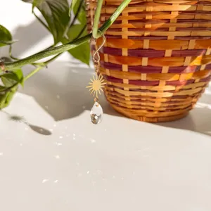Crystal Sun Catcher Hanging Pendant Artificial Crystal Metal Sun Water Drop Ornaments For Home Plant Window Decor