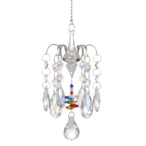 Crystal suncatcher hanging pendant, sparkling chandelier ornament for home decor and garden