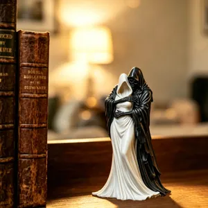 Gothic Death and the Dark Queen resin figurine, perfect for dark home decor and spooky table accents.
