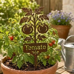 Vintage Iron Rusty Plant Garden Stake Metal Fruit Vegetable Flower Pot Insert Sign Yard Outdoor Home Decor