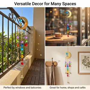 Großer Mond Kristall Windspiel bunte Hänge-Deko für Wohnzimmer Balkon und Schlafzimmer