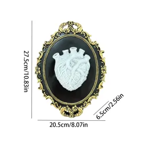 Placca da parete cuore anatomico gotico vintage, decorazione murale in resina intagliata.