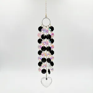 Crystal suncatcher hanging ornament window decoration sparkling beads heart pendant