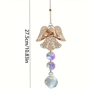Metall Engel Kristall Sonnenfaenger haengendes Ornament mit facettierten Perlen 27cm