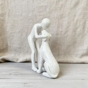 Modern minimalist resin human and dog sculpture figurine for home living room decor ornament