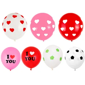 Ballons en Latex Imprimés de 12 Pouces Motif Cœur et Football pour Mariage Saint-Valentin Décoration de Fête Accessoires