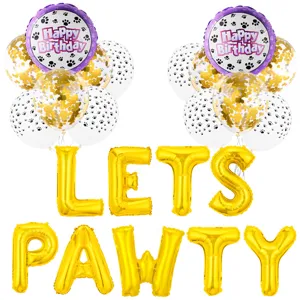 Hundeparty Ballon Set LETS PAWTY Haustier Geburtstag Dekoration Hintergrund Wand Party Zubehör