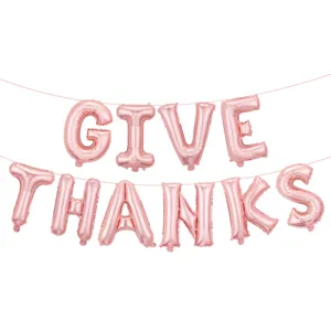 ballons aluminium lettres roses 16 pouces give thanks pour decoration fete thanksgiving.