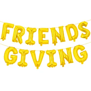 Ballons lettres en feuille d or set friends giving pour decoration fete thanksgiving principal