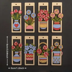 Set di Ornamenti Sospesi Floreali in Legno Vasi in Compensato Tagliati al Laser Decorazione da Parete DIY Artigianato