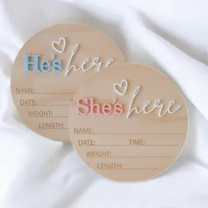 Magnifique plaque en bois pour annonce de naissance nouveau-né et carte souvenir
