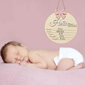 Nouveau-né bébé annonce naissance panneau en bois accessoire photo jalon disque détail
