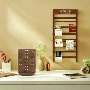 Espositore per Orecchini in Legno Rustico Vintage Supporto Girevole Organizer per la Conservazione di Gioielli da Scrivania