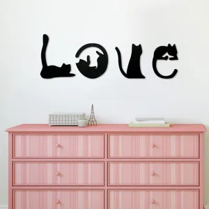 LOVE schwarze Katze Silhouette Holz Wanddekoration süße Tier Kunst Buchstaben für Zuhause