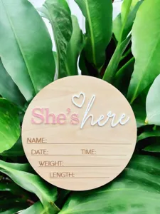 Panneau d'annonce de naissance en bois nouveau-né carte de jalon bébé accessoire photo