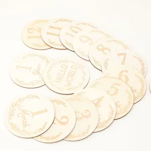 Wooden Baby Milestone Monthly Cards Set Newborn Growth Record Milestone Wooden Discs Photography Props
