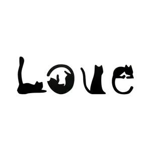Schwarze hölzerne LOVE Katzen Silhouette Wanddekoration süße Kätzchen Kunst Buchstaben.