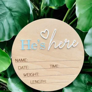 Joli panneau en bois annonce naissance nouveau-né bébé jalon décoration chambre bébé