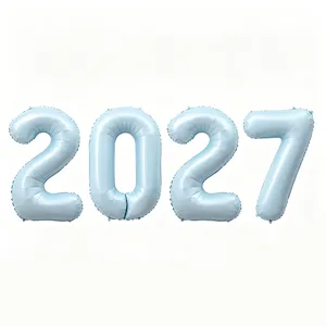 2027 Zahlen Folienballon Set hellblaue Aluminiumfolie Luftballons für Neujahr Party.
