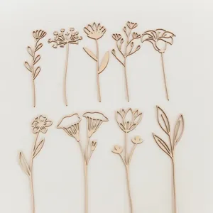 Set di fiori in legno topper per torte pezzi floreali in legno pali per piante artigianato botanico