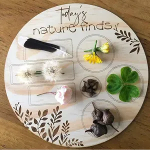 Tableau de chasse aux trésors de la nature en bois, jouet de collecte de feuilles et fleurs