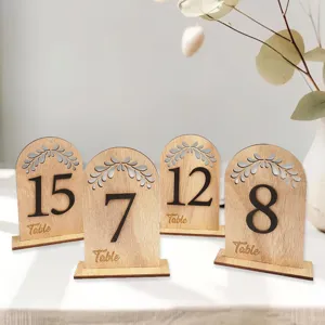 Rustic wooden table numbers arch place cards with stand wedding party decoration signs