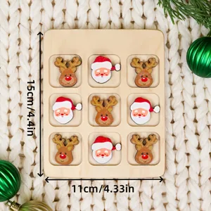 Juego de Mesa Tres en Raya de Madera de Navidad Set Regalo de Viaje para Niños