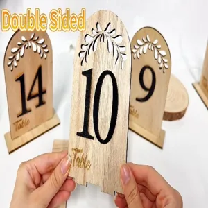 Rustic wooden table numbers double sided wedding table cards decor minimalist sign