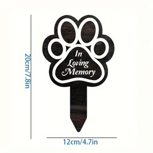 Estaca de madera conmemorativa para mascotas huella de pata decoración de jardín
