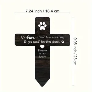 Cruz conmemorativa de madera para mascotas, marcador de tumba con huella de pata