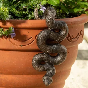 Antique Bronze Snake Flower Pot Hanging Ornament Resin Animal Figurine Plant Pot Buddy For Garden And Home Decor
