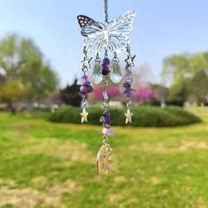 Butterfly crystal suncatcher prism hanging ornament for garden home decor window decoration.