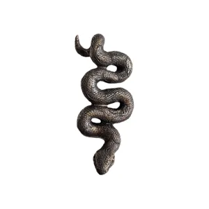 Bronze snake planter partner garden decor, charming coiled animal figurine for potted plants.
