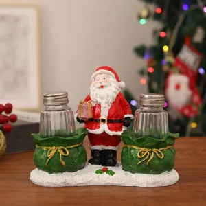 Gorgeous Santa Claus Statue Salt And Pepper Shaker Kitchen Seasoning Jar Decorative Resin Sculpture Restaurant Christmas Decor