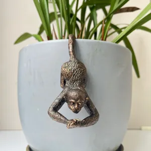 Resina scimmia vaso appendiabiti giardino appeso statua decorazione scultura finitura bronzo