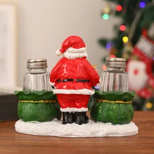 Christmas Santa Claus salt and pepper shaker set resin sculpture kitchen holiday decor item