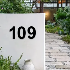 Numero de casa de metal moderno 109 placa de direccion elegante decoracion de pared