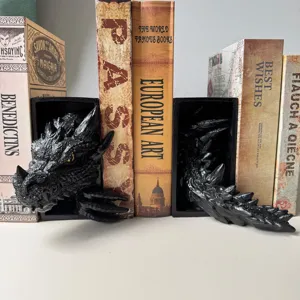 Harz Drache Buchstützen Set 3D Fantasie Drachenkopf Schwanz Buchstützen Robuste Stopper für Regale Heim Büro Tisch Dekorativ Figur