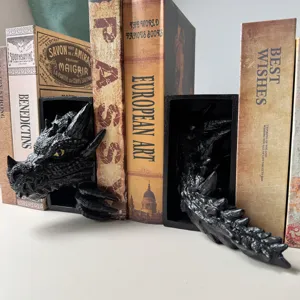 Dekorative Drachen Buchstützen aus Kunstharz für Regal, kreative Desktop Skulptur Ornament.