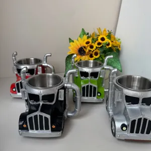 Creative Truck Coffee Mug Synthetic Resin Stainless Steel Inner Core Retro Vehicle Desk Ornament Drinkware