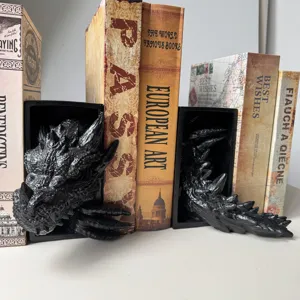 Drachen Buchstützen aus Kunstharz für Regal Dekoration, gotische Fantasy Schreibtisch Skulptur.