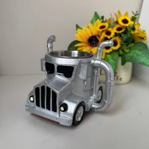Novelty stainless steel truck coffee mug creative desktop ornament home decor gift item
