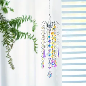 Crystal suncatcher detail showing hanging prism beads and sparkling multi-faceted crystal drops.