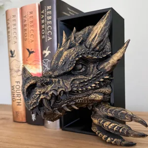 Harz Drache Buchstütze, gotische Regaldekoration und Tischornament für Zuhause Büro.